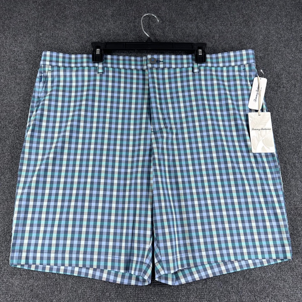 Tommy Bahama Shorts Mens 42 Blue Gingham Barbados Pro Clubhouse Check 9 NWT